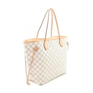 Louis Vuitton Azur Canvas Neverfull Bag White Tote Damier Leather